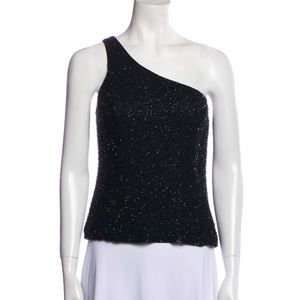 Basix silk beaded one shoulder tank